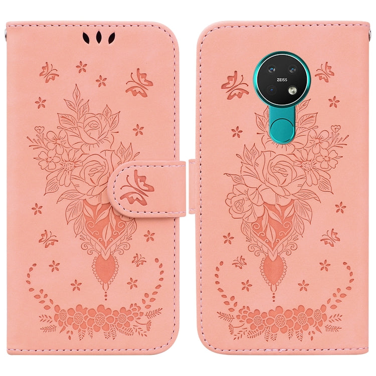 Butterfly Rose Embossed Leather Phone Case, For Nokia 6.2 / 7.2, For Nokia G10 / G20, For Nokia X10 / X20