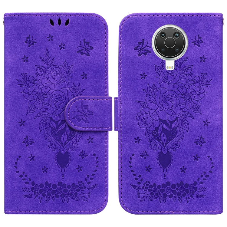 Butterfly Rose Embossed Leather Phone Case, For Nokia 6.2 / 7.2, For Nokia G10 / G20, For Nokia X10 / X20
