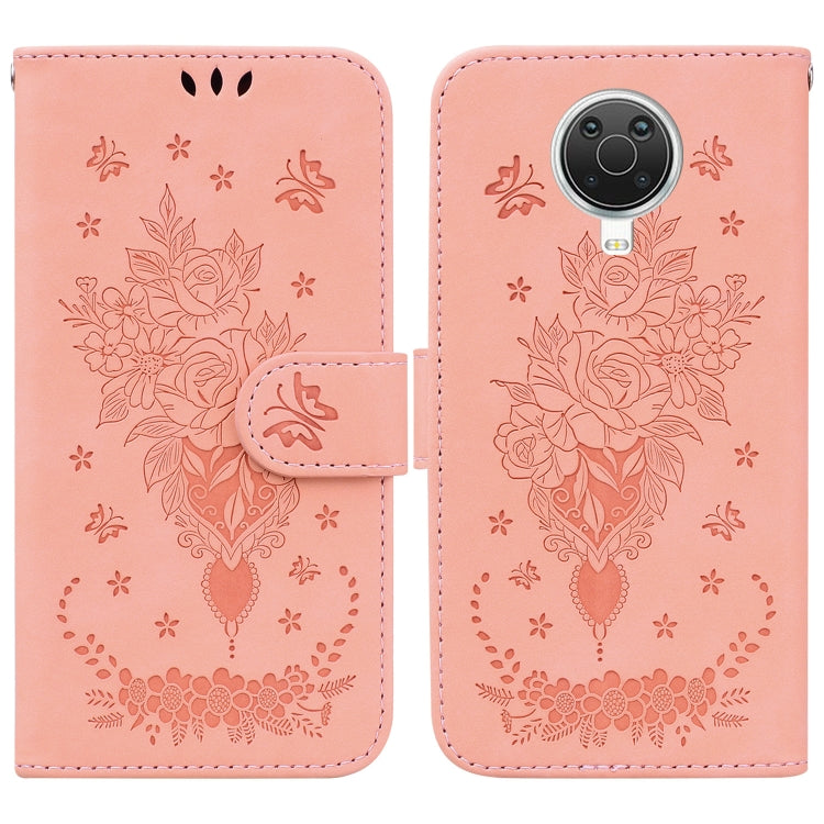 Butterfly Rose Embossed Leather Phone Case, For Nokia 6.2 / 7.2, For Nokia G10 / G20, For Nokia X10 / X20