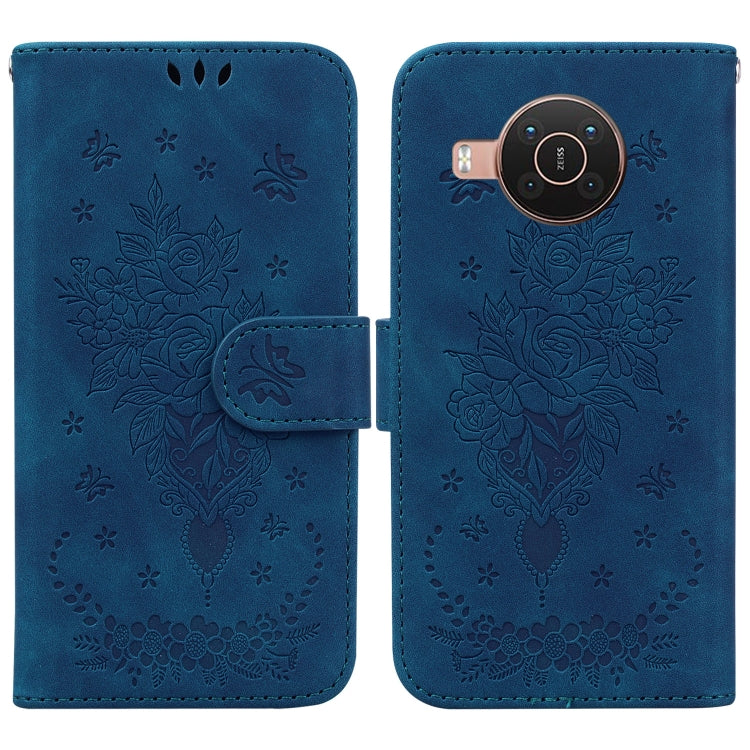 Butterfly Rose Embossed Leather Phone Case, For Nokia 6.2 / 7.2, For Nokia G10 / G20, For Nokia X10 / X20