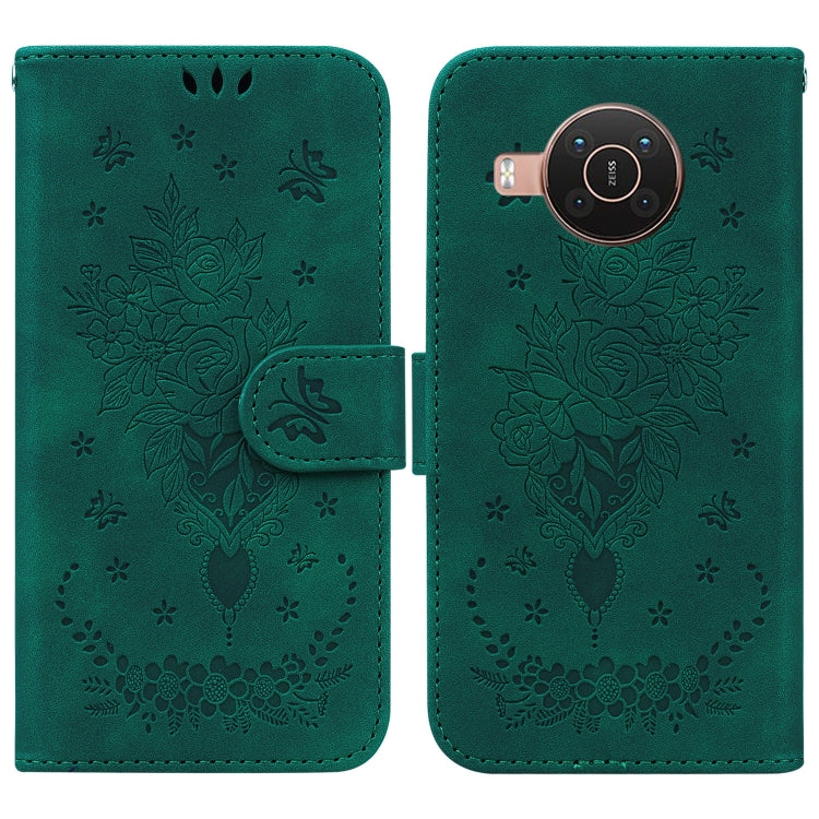 Butterfly Rose Embossed Leather Phone Case, For Nokia 6.2 / 7.2, For Nokia G10 / G20, For Nokia X10 / X20