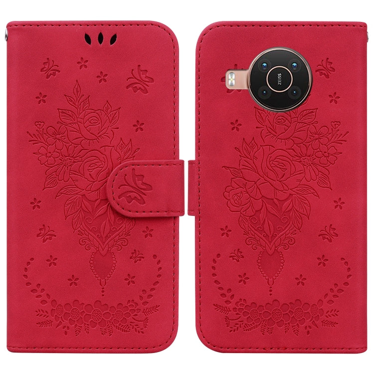 Butterfly Rose Embossed Leather Phone Case, For Nokia 6.2 / 7.2, For Nokia G10 / G20, For Nokia X10 / X20