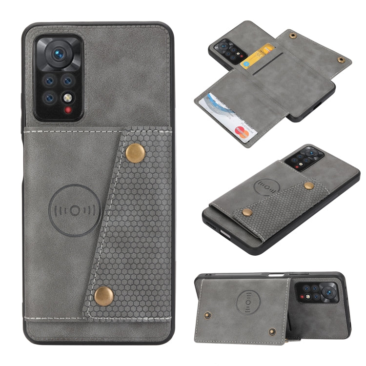 Double Buckle Card Slots Magnetic Phone Case, For Xiaomi Redmi Note 11 Pro, For Xiaomi Redmi Note 11 /Note 11S 4G