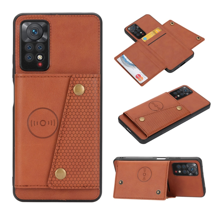 Double Buckle Card Slots Magnetic Phone Case, For Xiaomi Redmi Note 11 Pro, For Xiaomi Redmi Note 11 /Note 11S 4G