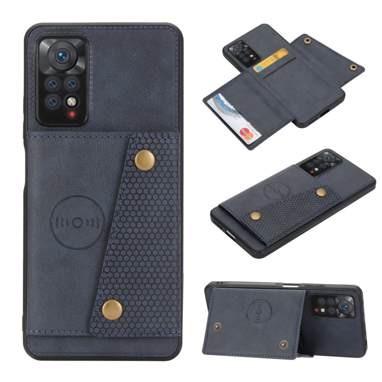 Double Buckle Card Slots Magnetic Phone Case, For Xiaomi Redmi Note 11 Pro, For Xiaomi Redmi Note 11 /Note 11S 4G