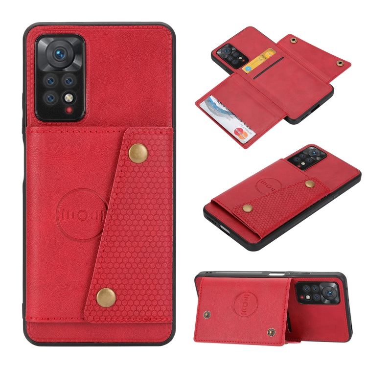 Double Buckle Card Slots Magnetic Phone Case, For Xiaomi Redmi Note 11 Pro, For Xiaomi Redmi Note 11 /Note 11S 4G