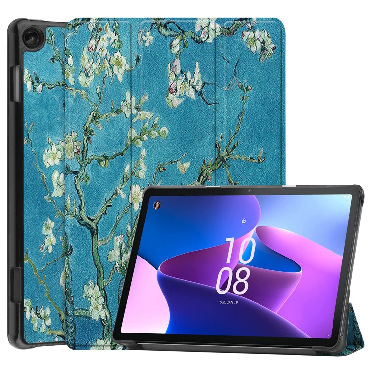Custer Painted 3-Fold Holder Smart Leather Tablet Case, For Amazon Kindle Fire 7 2022, For Lenovo Tab M10 3rd Gen