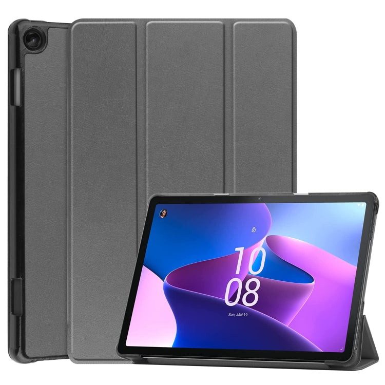 Custer Pure Color 3-Fold Holder Smart Leather Tablet Case, For Amazon Kindle Fire 7 2022, For Lenovo Tab M10 3rd Gen / TB328FU