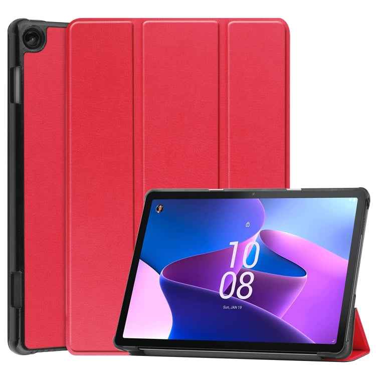 Custer Pure Color 3-Fold Holder Smart Leather Tablet Case, For Amazon Kindle Fire 7 2022, For Lenovo Tab M10 3rd Gen / TB328FU
