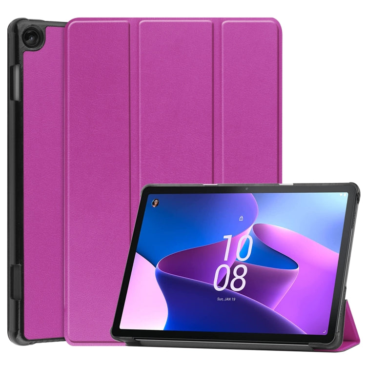 Custer Pure Color 3-Fold Holder Smart Leather Tablet Case, For Amazon Kindle Fire 7 2022, For Lenovo Tab M10 3rd Gen / TB328FU