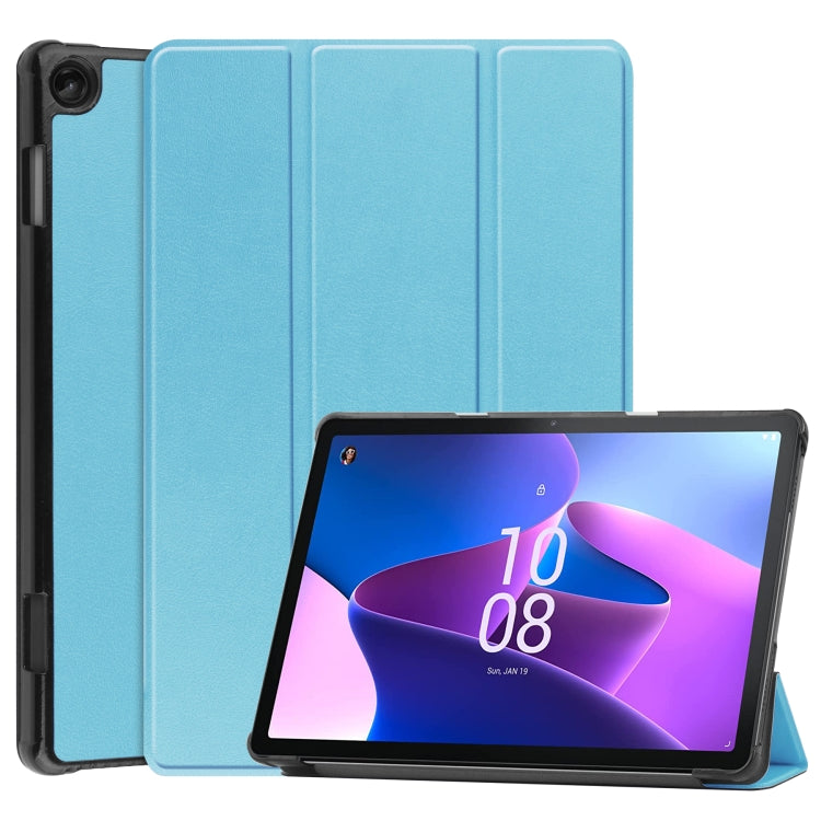 Custer Pure Color 3-Fold Holder Smart Leather Tablet Case, For Amazon Kindle Fire 7 2022, For Lenovo Tab M10 3rd Gen / TB328FU