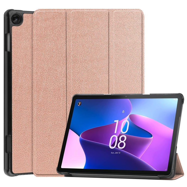 Custer Pure Color 3-Fold Holder Smart Leather Tablet Case, For Amazon Kindle Fire 7 2022, For Lenovo Tab M10 3rd Gen / TB328FU