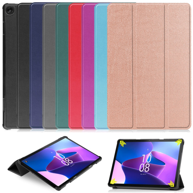 Custer Pure Color 3-Fold Holder Smart Leather Tablet Case, For Amazon Kindle Fire 7 2022, For Lenovo Tab M10 3rd Gen / TB328FU