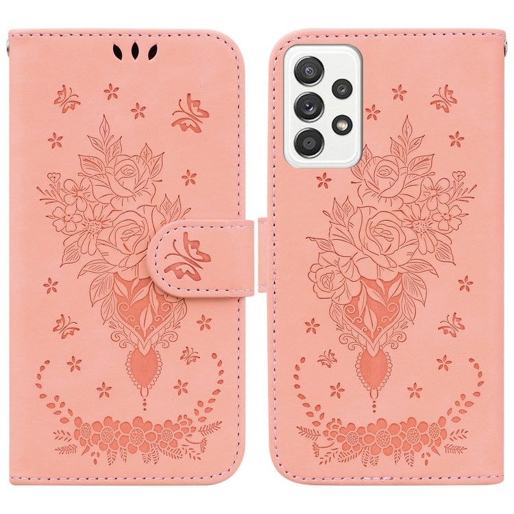 Butterfly Rose Embossed Leather Phone Case, For Samsung Galaxy A03s EU Version, For Samsung Galaxy A13 5G, For Samsung Galaxy A23, For Samsung Galaxy A51 5G, For Samsung Galaxy A52 5G / 4G, For Samsung Galaxy A71, For Samsung Galaxy A71 5G             ...