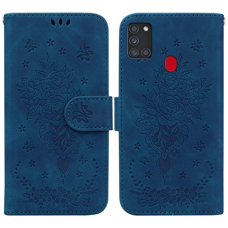 Butterfly Rose Embossed Leather Phone Case, For Samsung Galaxy A12 5G, For Samsung Galaxy A21s, For Samsung Galaxy A22 4G, For Samsung Galaxy A31, For Samsung Galaxy A32 4G, For Samsung Galaxy A32 5G, For Samsung Galaxy A42 5G