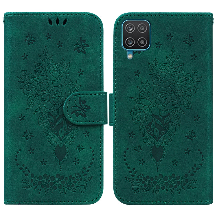 Butterfly Rose Embossed Leather Phone Case, For Samsung Galaxy A12 5G, For Samsung Galaxy A21s, For Samsung Galaxy A22 4G, For Samsung Galaxy A31, For Samsung Galaxy A32 4G, For Samsung Galaxy A32 5G, For Samsung Galaxy A42 5G