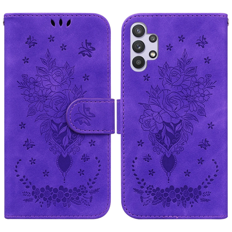 Butterfly Rose Embossed Leather Phone Case, For Samsung Galaxy A12 5G, For Samsung Galaxy A21s, For Samsung Galaxy A22 4G, For Samsung Galaxy A31, For Samsung Galaxy A32 4G, For Samsung Galaxy A32 5G, For Samsung Galaxy A42 5G