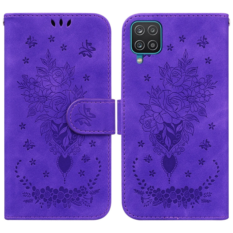 Butterfly Rose Embossed Leather Phone Case, For Samsung Galaxy A12 5G, For Samsung Galaxy A21s, For Samsung Galaxy A22 4G, For Samsung Galaxy A31, For Samsung Galaxy A32 4G, For Samsung Galaxy A32 5G, For Samsung Galaxy A42 5G