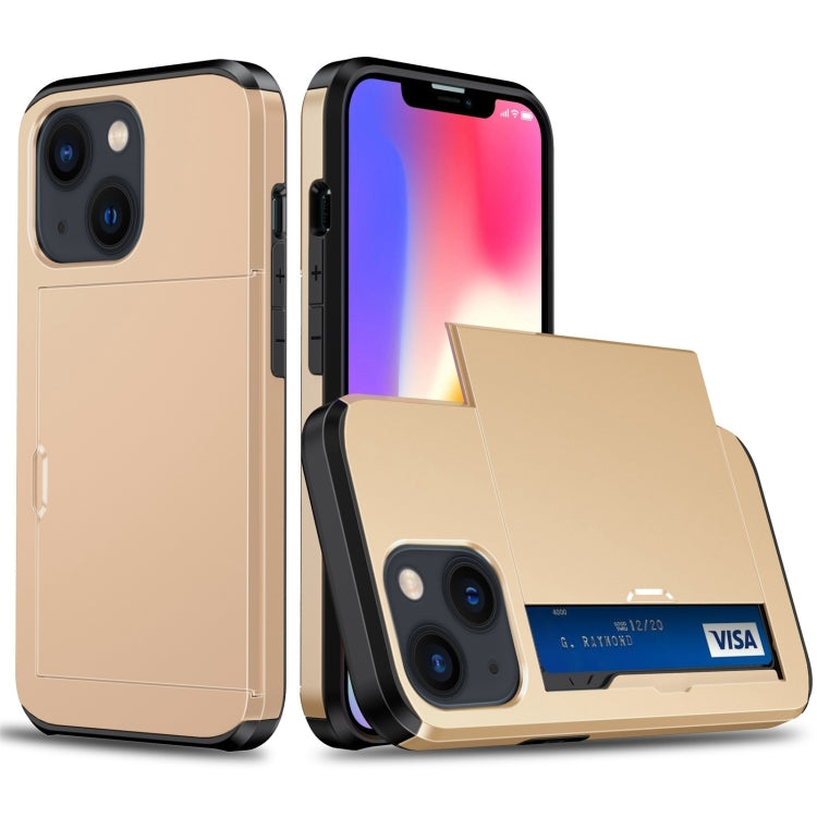Shockproof Armor Protective Phone Case with Slide Card Slot, For iPhone 14, For iPhone 14 Plus, For iPhone 14 Pro, For iPhone 14 Pro Max