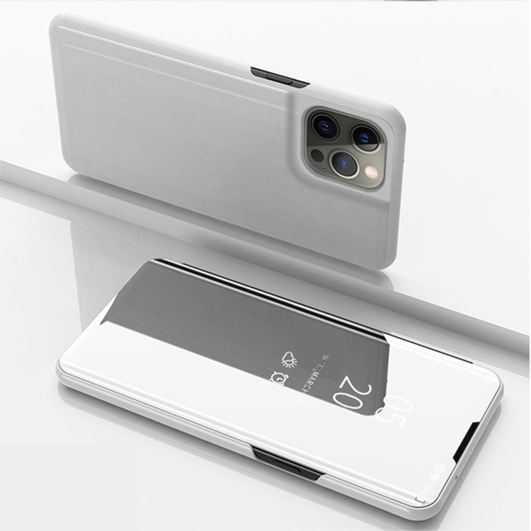 Plated Mirror Horizontal Flip Leather Phone Case with Holder, For iPhone 14, For iPhone 14 Plus, For iPhone 14 Pro
