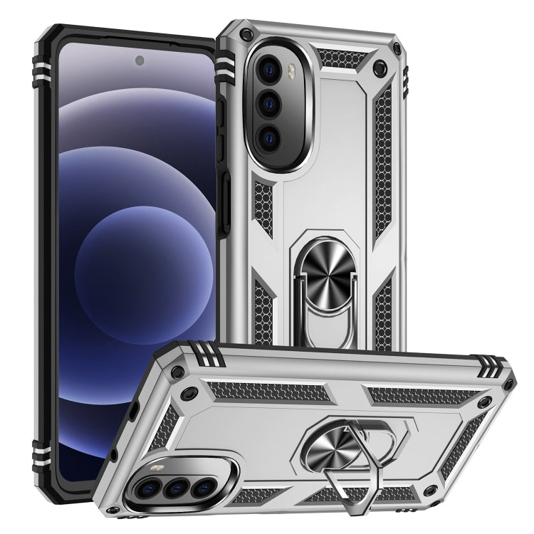 Shockproof TPU + PC Holder Phone Case, For Motorola Moto G200 5G, For Motorola Moto G52