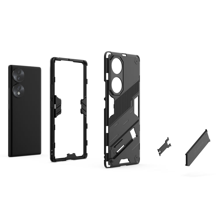 Punk Armor 2 in 1 PC + TPU Shockproof Case with Invisible Holder, For Honor 70, For Honor 70 Pro