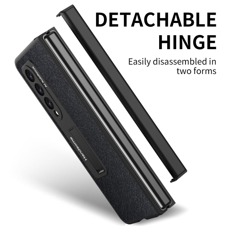 Integrated  Cross Texture Hinge Full Coverage Flip Phone Case, For Samsung Galaxy Z Fold3