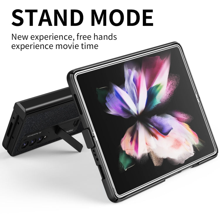 Integrated  Cross Texture Hinge Full Coverage Flip Phone Case, For Samsung Galaxy Z Fold3