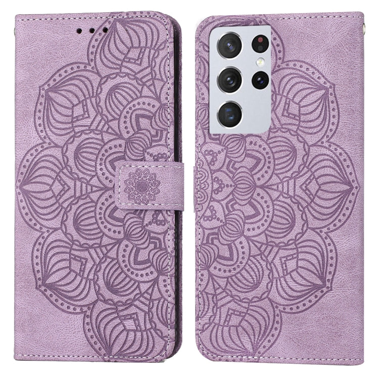 Mandala Embossed Flip Leather Phone Case, For Samsung Galaxy S21 Ultra 5G, For Samsung Galaxy S22 5G, For Samsung Galaxy S22+ 5G, For Samsung Galaxy S22 Ultra 5G