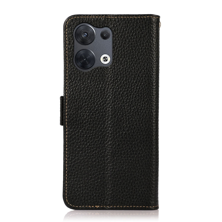 KHAZNEH Side-Magnetic Litchi Genuine Leather RFID Phone Case, For OPPO Reno8 5G, For OPPO Reno8 Pro 5G, For OPPO Reno8 Pro+ 5G, For Huawei nova Y70 Plus