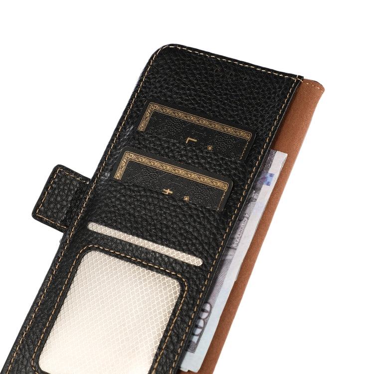 KHAZNEH Side-Magnetic Litchi Genuine Leather RFID Phone Case, For OPPO Reno8 5G, For OPPO Reno8 Pro 5G, For OPPO Reno8 Pro+ 5G, For Huawei nova Y70 Plus