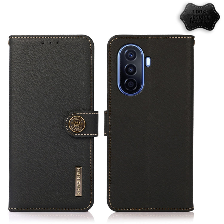 KHAZNEH Custer Genuine Leather RFID Phone Case, For Huawei nova Y70 Plus