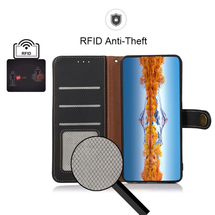 KHAZNEH Custer Genuine Leather RFID Phone Case, For Huawei nova Y70 Plus