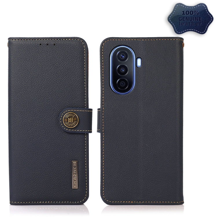 KHAZNEH Custer Genuine Leather RFID Phone Case, For Huawei nova Y70 Plus