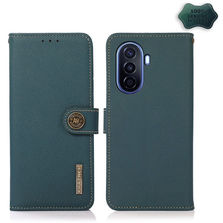 KHAZNEH Custer Genuine Leather RFID Phone Case, For Huawei nova Y70 Plus