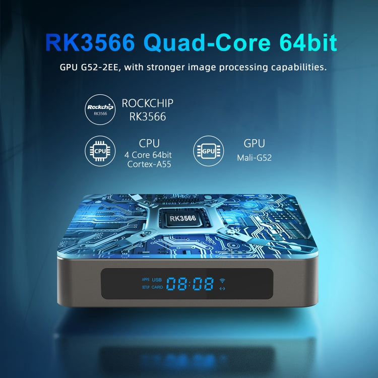 X96 X6 8K Smart TV BOX Android 11.0 Media Player, RK3566 Quad Core ARM Cortex A55, RAM: 8GB, ROM: 128GB, 8GB+128GB, EU Plug