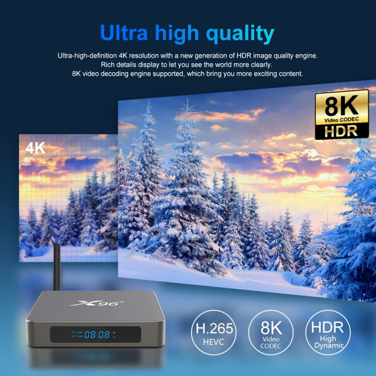 X96 X6 8K Smart TV BOX Android 11.0 Media Player, RK3566 Quad Core ARM Cortex A55, RAM: 8GB, ROM: 128GB, 8GB+128GB, EU Plug