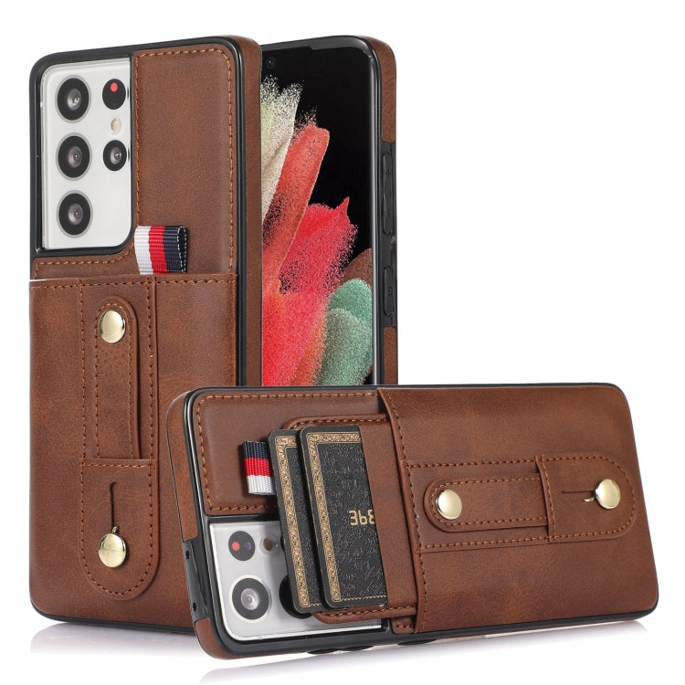 Wristband Kickstand Wallet Leather Phone Case, For Samsung Galaxy S22 5G, For Samsung Galaxy S22+ 5G, For Samsung Galaxy S22 Ultra 5G, For Samsung Galaxy S21 5G, For Samsung Galaxy S21+ 5G, For Samsung Galaxy S21 Ultra 5G, For Samsung Galaxy S20       ...