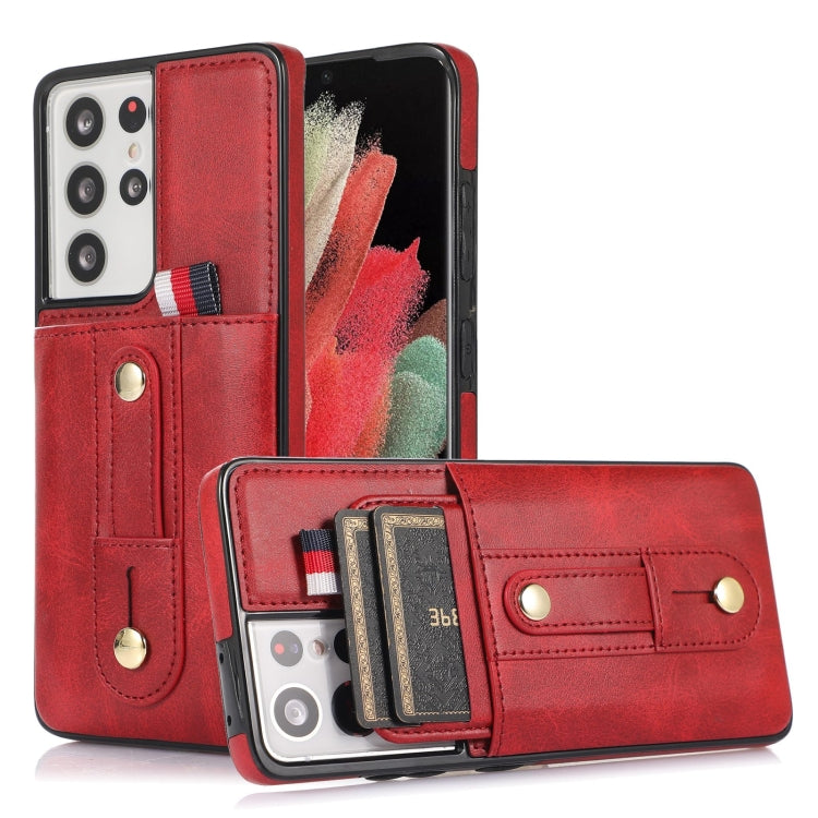 Wristband Kickstand Wallet Leather Phone Case, For Samsung Galaxy S22 5G, For Samsung Galaxy S22+ 5G, For Samsung Galaxy S22 Ultra 5G, For Samsung Galaxy S21 5G, For Samsung Galaxy S21+ 5G, For Samsung Galaxy S21 Ultra 5G, For Samsung Galaxy S20       ...