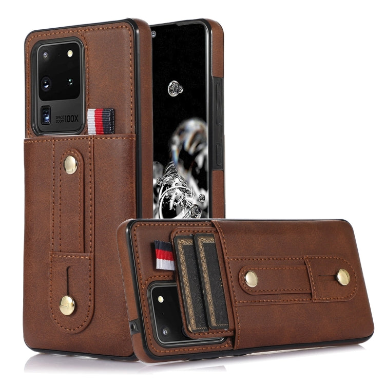 Wristband Kickstand Wallet Leather Phone Case, For Samsung Galaxy S22 5G, For Samsung Galaxy S22+ 5G, For Samsung Galaxy S22 Ultra 5G, For Samsung Galaxy S21 5G, For Samsung Galaxy S21+ 5G, For Samsung Galaxy S21 Ultra 5G, For Samsung Galaxy S20       ...
