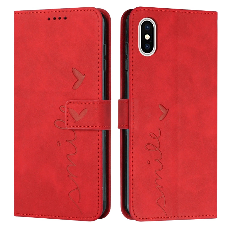 Skin Feel Heart Pattern Leather Phone Case, For iPhone XS Max, For iPhone XR, For iPhone SE 2022 / SE 2020 / 8 / 7, For iPhone 8 Plus / 7 Plus / 6 Plus
