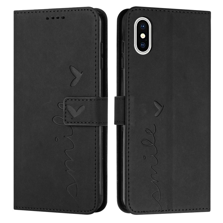 Skin Feel Heart Pattern Leather Phone Case, For iPhone XS Max, For iPhone XR, For iPhone SE 2022 / SE 2020 / 8 / 7, For iPhone 8 Plus / 7 Plus / 6 Plus
