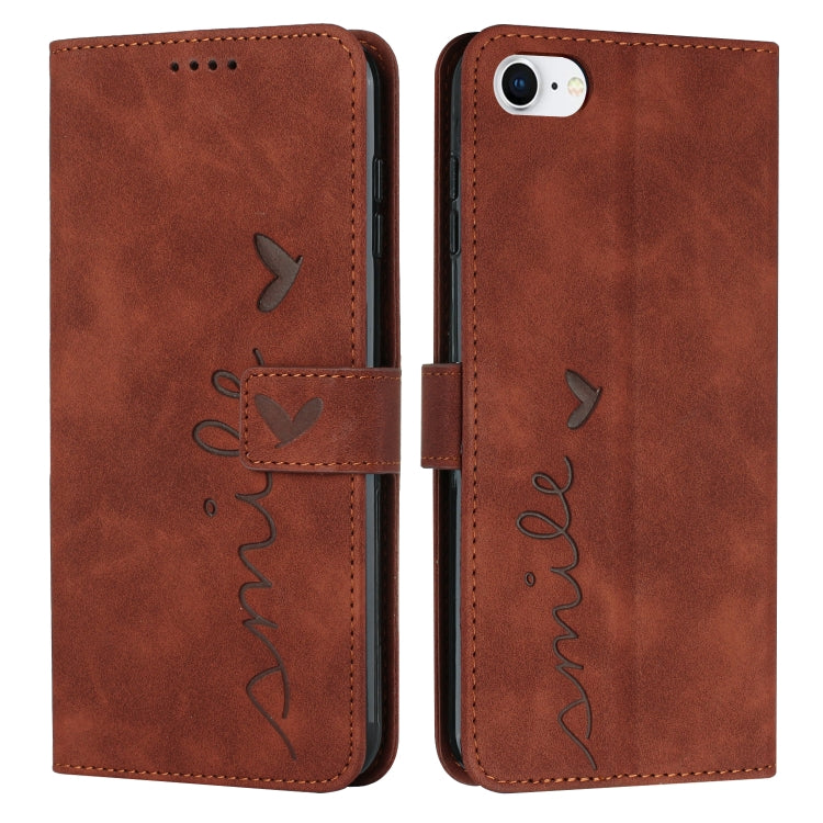 Skin Feel Heart Pattern Leather Phone Case, For iPhone XS Max, For iPhone XR, For iPhone SE 2022 / SE 2020 / 8 / 7, For iPhone 8 Plus / 7 Plus / 6 Plus