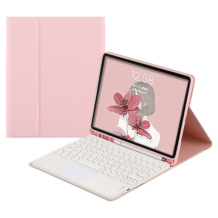 Round Cap Bluetooth Keyboard Leather Case with Pen Slot & Touchpad, For Samsung Galaxy Tab S7, For Samsung Galaxy Tab A7 10.4 2020