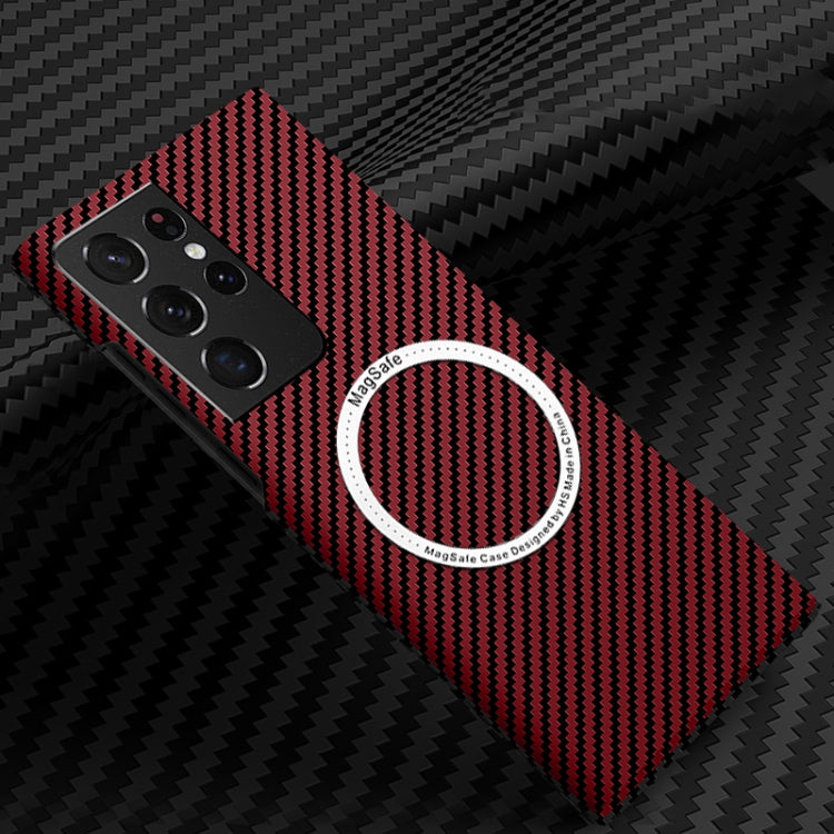 Carbon Fiber Texture MagSafe Magnetic Phone Case, For Samsung Galaxy S22 5G, For Samsung Galaxy S22 Plus 5G, For Samsung Galaxy S22 Ultra 5G, For Samsung Galaxy S21 5G, For Samsung Galaxy S21 Plus 5G, For Samsung Galaxy S21 Ultra 5G