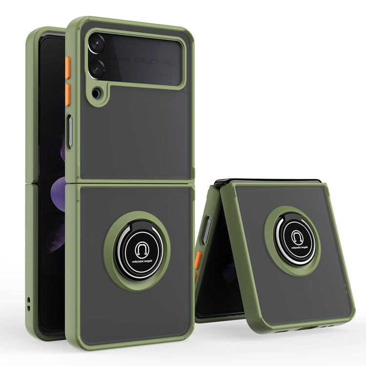 Q Shadow I Ring Kickstand PC and TPU Hybrid Phone Case, For Samsung Galaxy Z Flip4