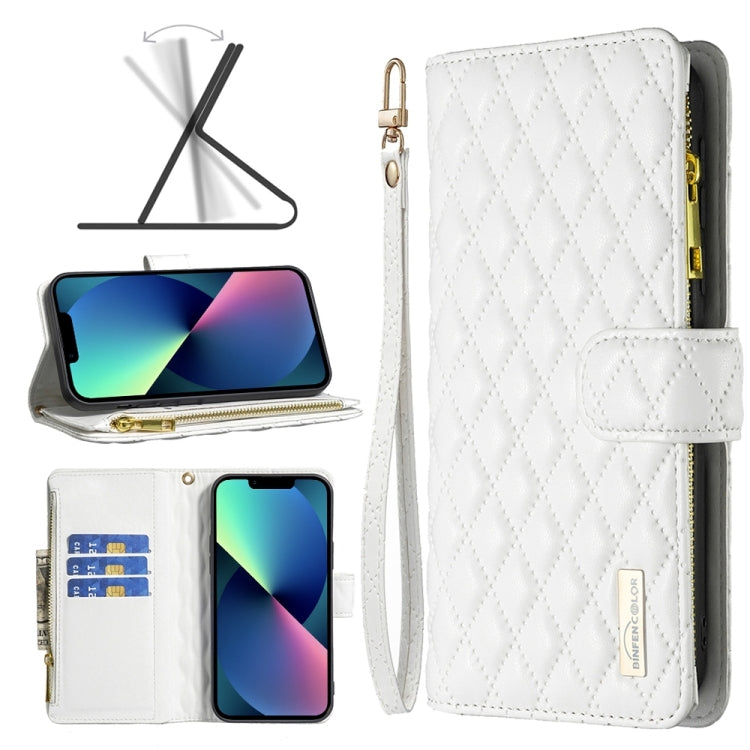 Diamond Lattice Zipper Wallet Leather Flip Phone Case, For iPhone 14, For iPhone 14 Plus, For iPhone 14 Pro, For iPhone 14 Pro Max, For iPhone 13 mini, For iPhone 13, For iPhone 13 Pro, For iPhone 13 Pro Max