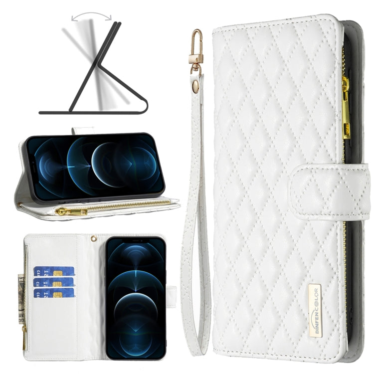 Diamond Lattice Zipper Wallet Leather Flip Phone Case, For iPhone 12 mini, For iPhone 12 / 12 Pro, For iPhone 12 Pro Max, For iPhone 11, For iPhone 11 Pro, For iPhone X / XS, For iPhone XR, For iPhone XS Max