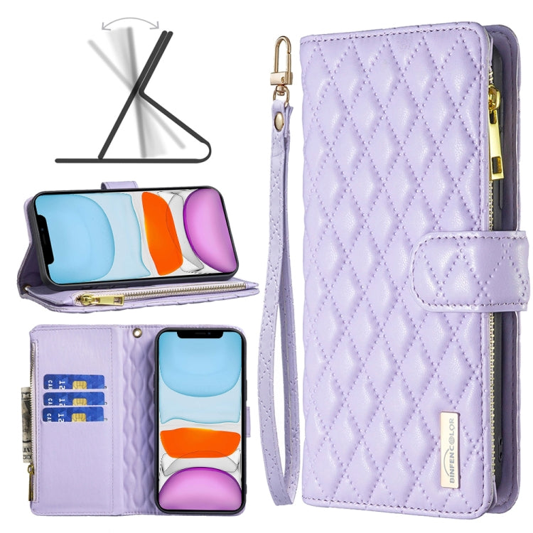 Diamond Lattice Zipper Wallet Leather Flip Phone Case, For iPhone 12 mini, For iPhone 12 / 12 Pro, For iPhone 12 Pro Max, For iPhone 11, For iPhone 11 Pro, For iPhone X / XS, For iPhone XR, For iPhone XS Max