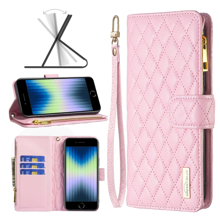 Diamond Lattice Zipper Wallet Leather Flip Phone Case, For iPhone SE 2022 / SE 2020 / 7 / 8, For iPhone 7 Plus / 8 Plus, For iPhone 11 Pro Max